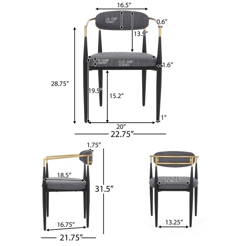 Modern Industrial Elmore Upholstered Dining Chairs (Set of 2) with Iron Frame by Christopher Knight Home