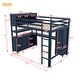 preview thumbnail 5 of 11, Full Size Wood Loft Bed with Cabinet and Bookshelf-Dark Blue