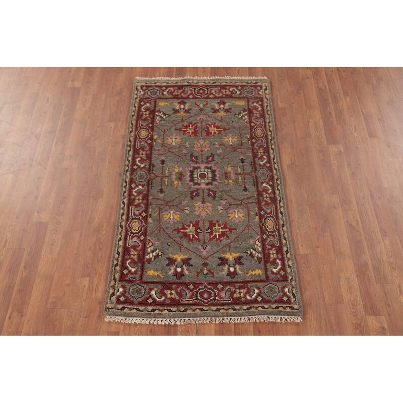 Heriz-Serapi Oriental Accent Rug Handmade Floral Wool Carpet - 2'11"x 5'1"