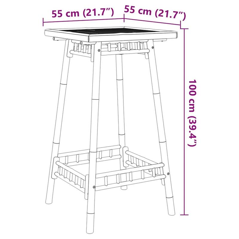 vidaXL Outdoor Bar Table Bamboo Tall Footrest Outdoor Bar Table Square - 21.7 x 21.7 x 39.4 in