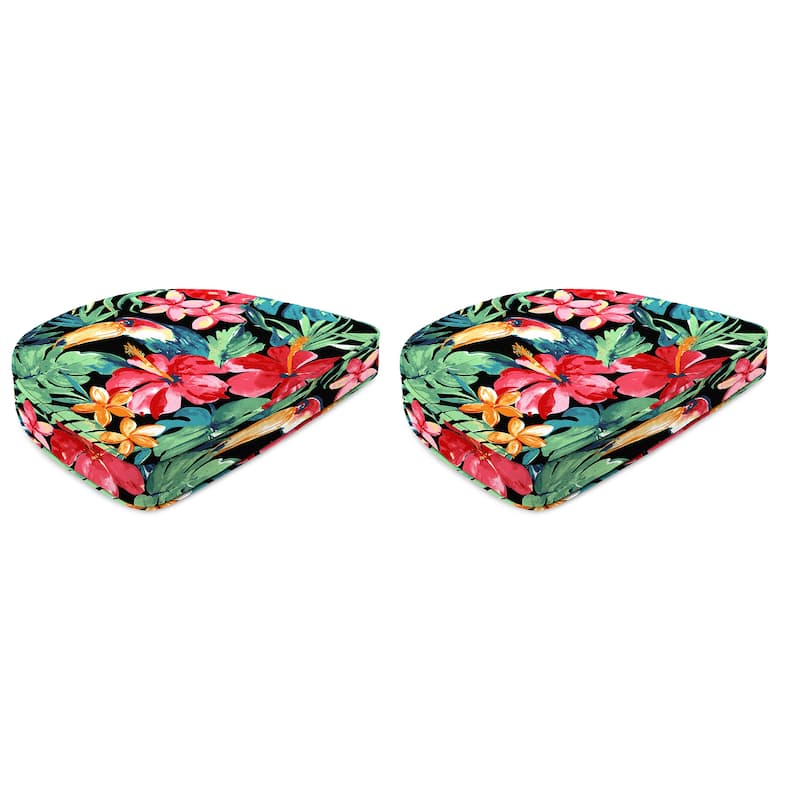 19" x 17" Contoured Outdoor Seat Cushion with Welt - Set of 2 - 17'' L x 18.5'' W x 4'' H - Rani Citrus