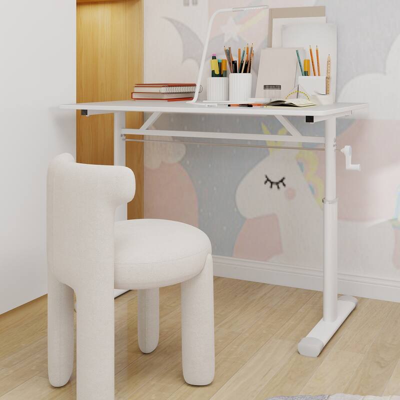 Adjustable Study Desk for Kids & Adults - Height-Adjustable, Multi-Purpose Home/Office Desk, Compact Design - White