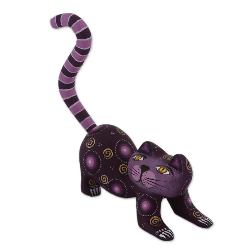 Novica Handmade Curiosity Cousin In Purple Wood Alebrije Figurine