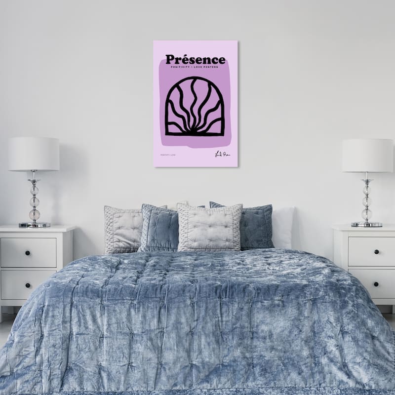Wynwood Studio Canvas Advertising Positive Presence Poster Purple and Light Purple Modern & Contemporary Wall Art Canvas Print - 24 x 36