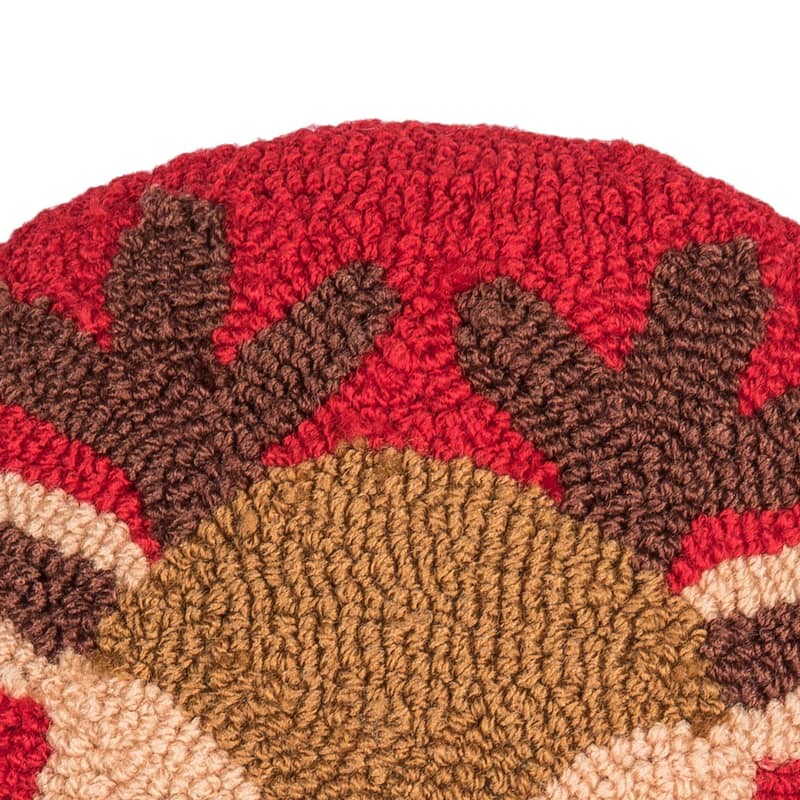 Mini Round Reindeer Hooked Pillow