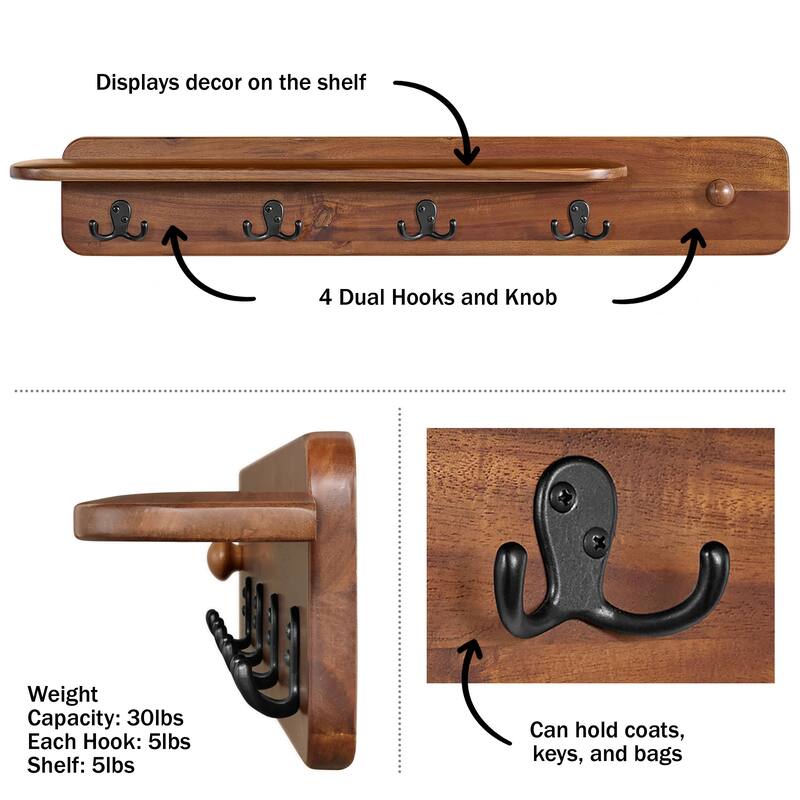 Calais Coat Hook, Warm Chestnut