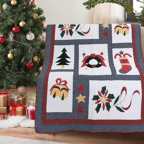 Vintage Christmas Quilted Throw Blanket Bed Bath & Beyond 8627166