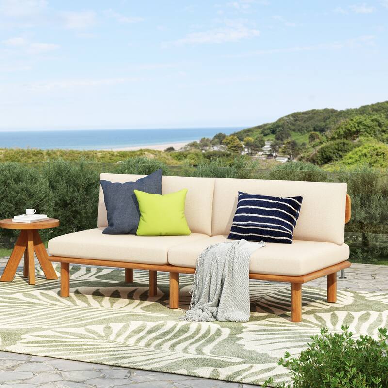 Christopher Knight Home - Gabriel 4-Piece Outdoor Acacia Wood Patio Seating Set with Water-Repellent Cushions