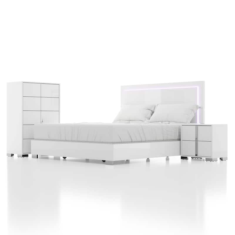 Furniture of America Erina Modern Glossy 3-Piece Panel Bedroom Set