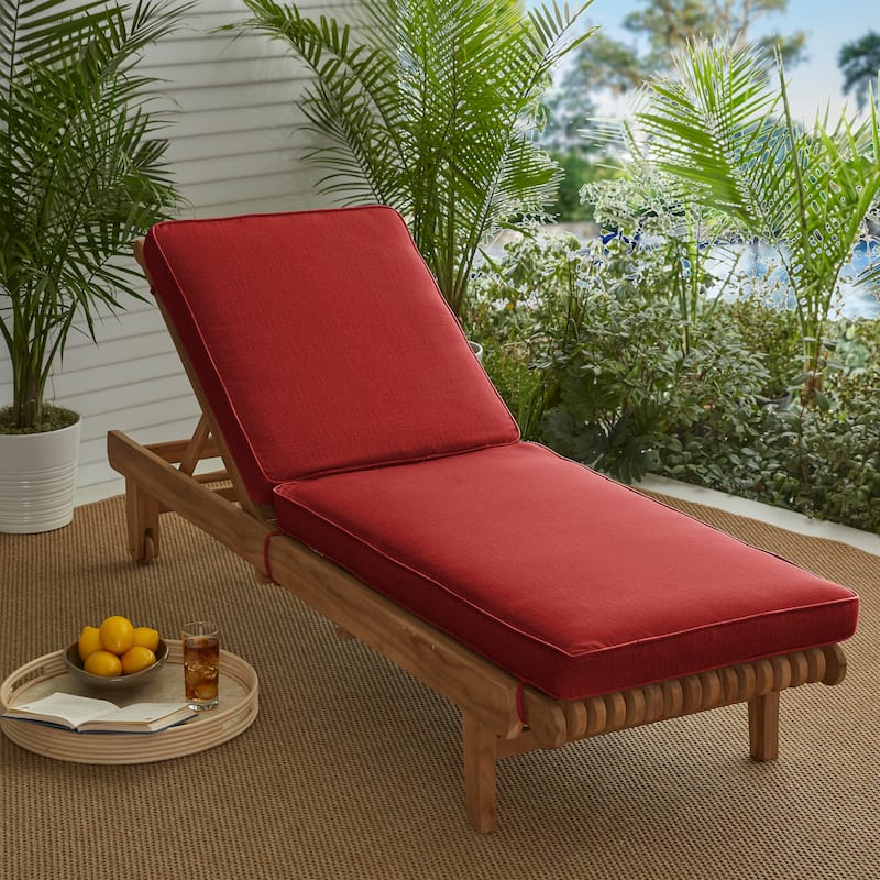 Sorra Home Indoor/Outdoor Corded Chaise Lounge Chair Cushion - 79 x 25 x 3 Hinged Cushion Corded - Cherry