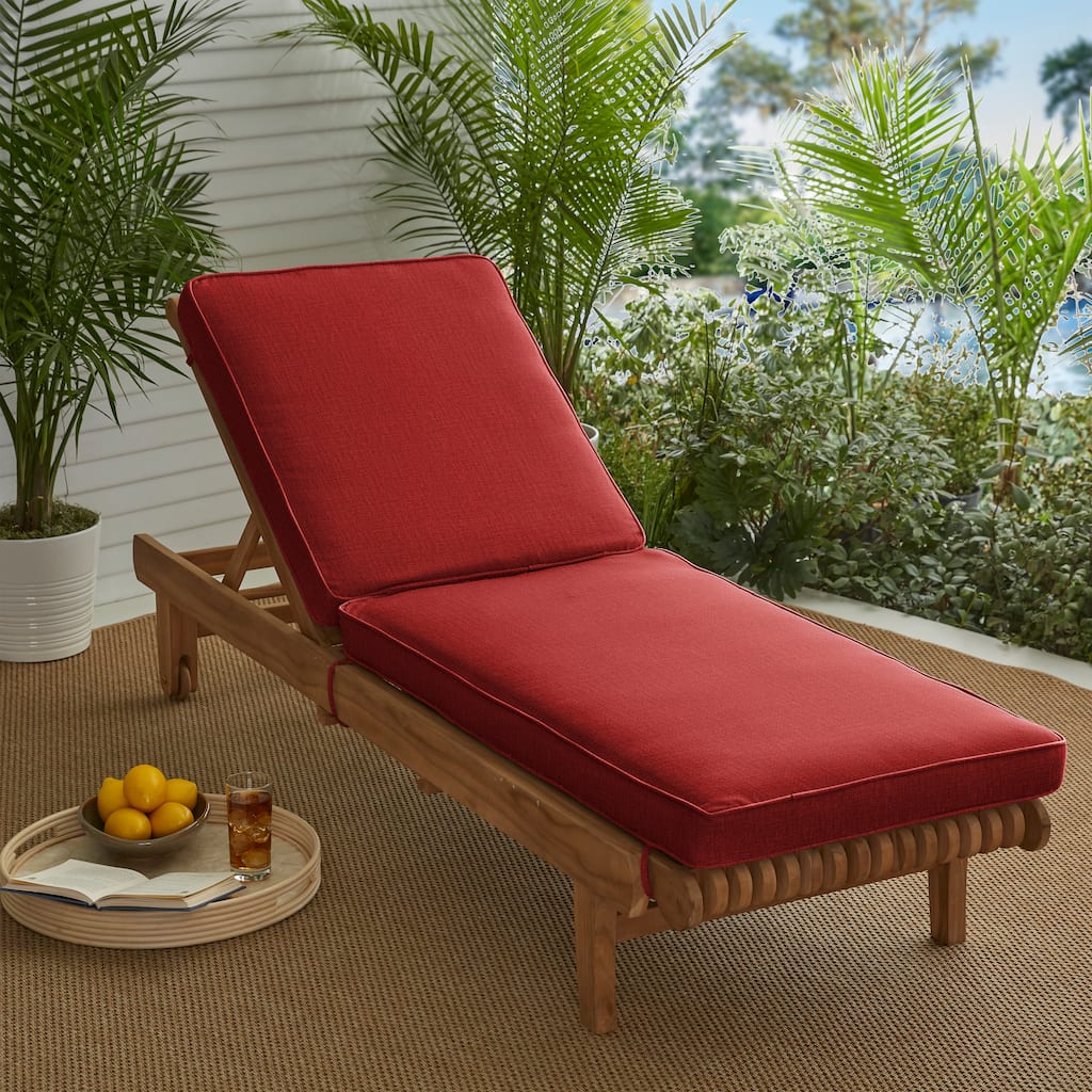 Sorra Home Indoor/Outdoor Corded Chaise Lounge Chair Cushion