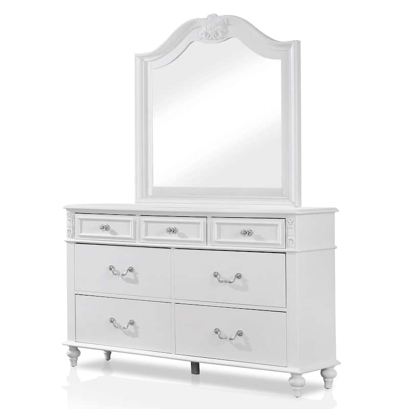 Furniture of America Marais Traditional 2-Piece White 7-Drawer Kids Dresser and Mirror Set