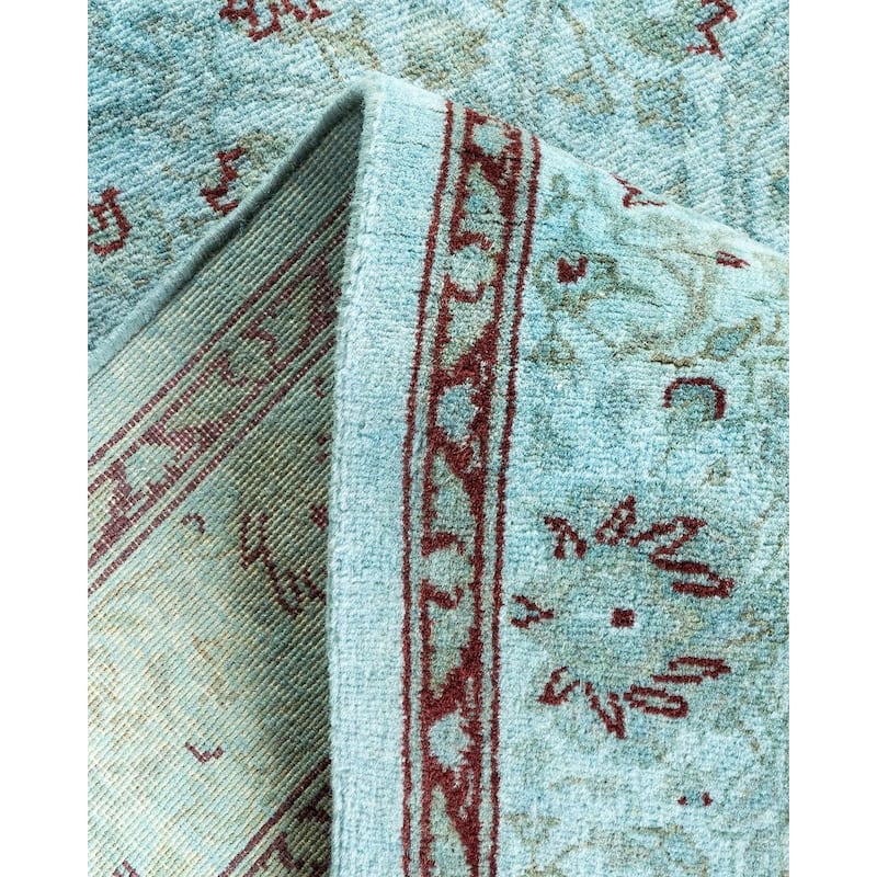 Overton Hand Knotted Wool Vintage Inspired Modern Contemporary Overdyed Blue Area Rug - 3' 2" x 5' 4"