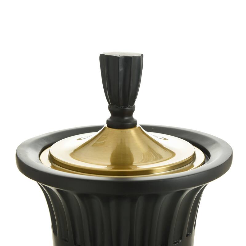 Dann Foley Lifestyle - Pleated Decorative Urn Vase with Lid - Brass Finish