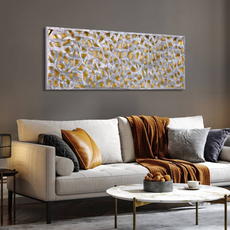 Polished Steel Wall Sculpture Abstract Wall Art with Gold/Silver Leaf