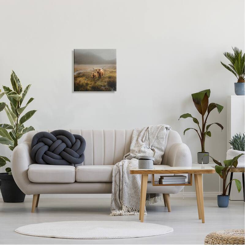 Stupell Highland Cows Rural Landscape Canvas Wall Art Design by Paul Brent