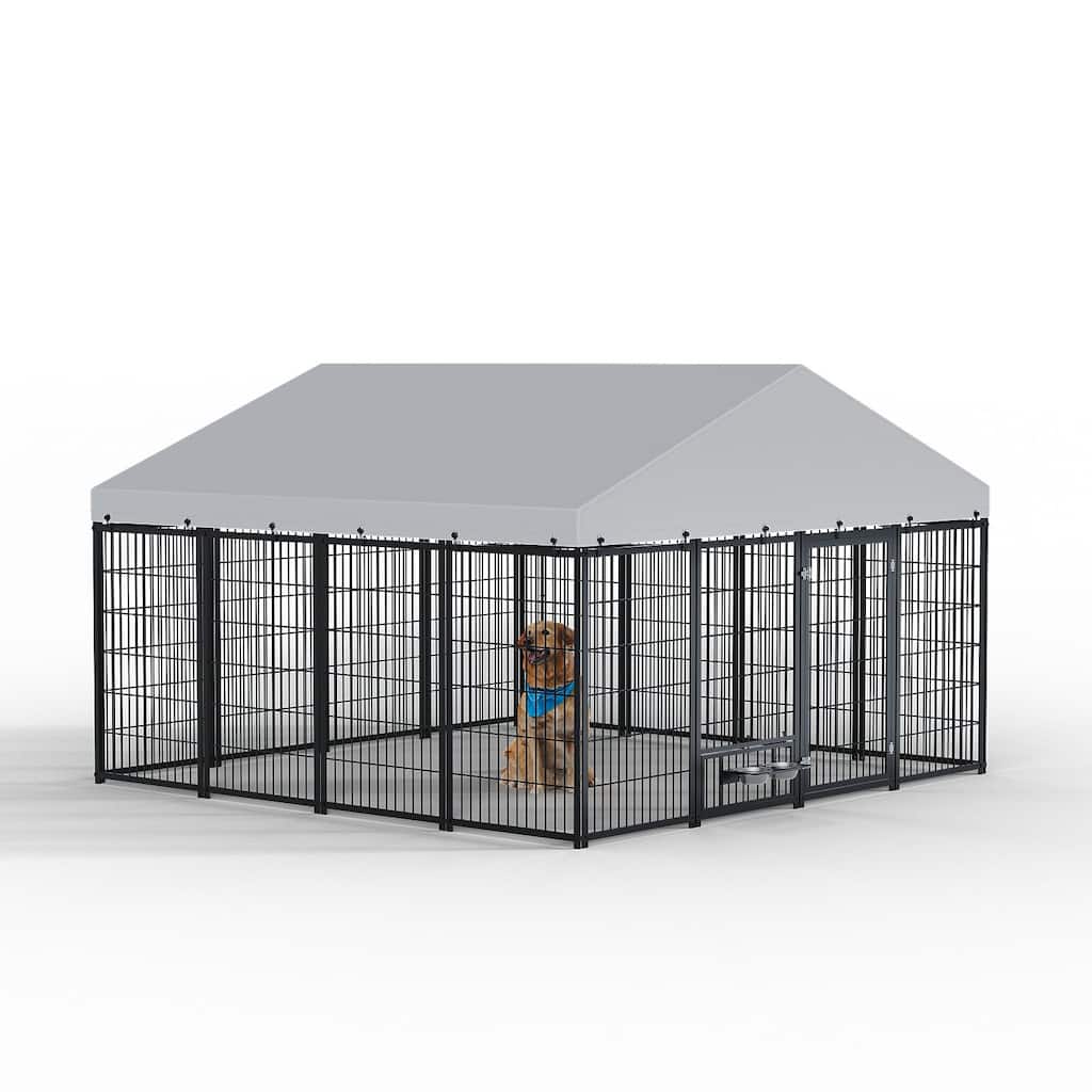 Large Dog Kennel Outdoor Pet Pens Dogs Run Enclosure Animal Hutch Metal Coop Fence