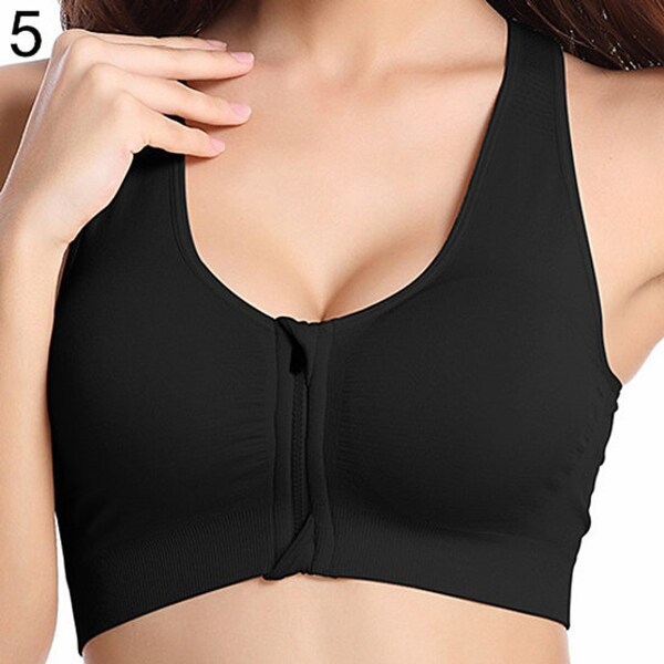 Women Zipper Stretch Running Gym Yoga Push UP Padded Fitness Sport Bra Tank Top