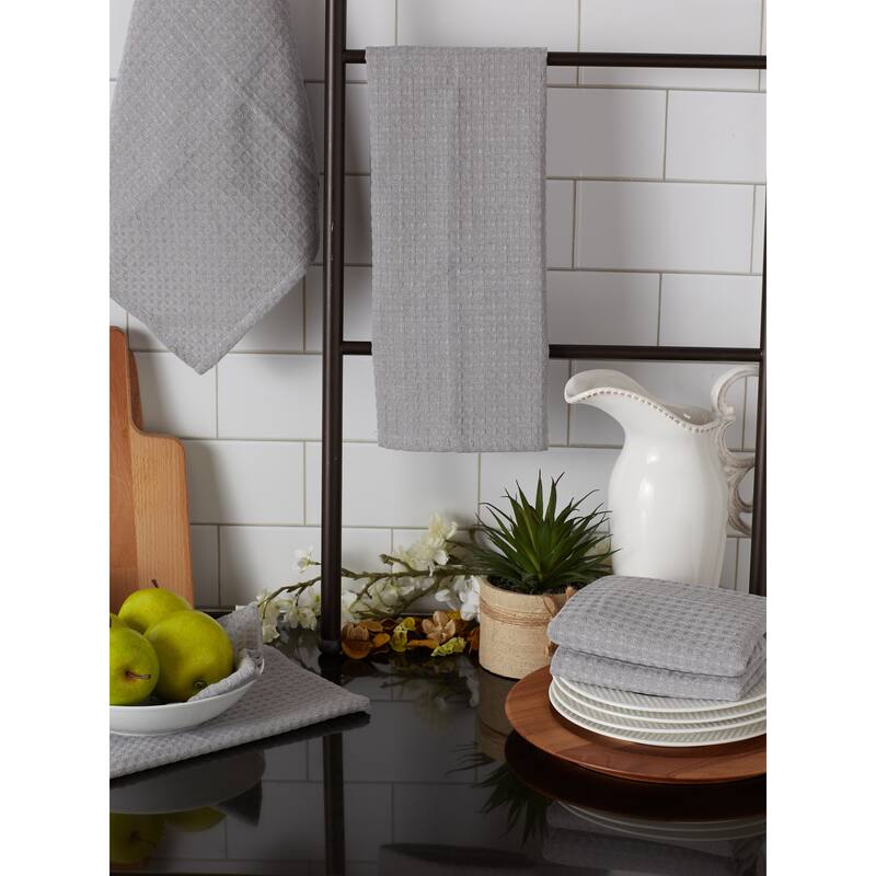 DII Black Recycled Cotton Waffle Dishtowel (Set of 6)
