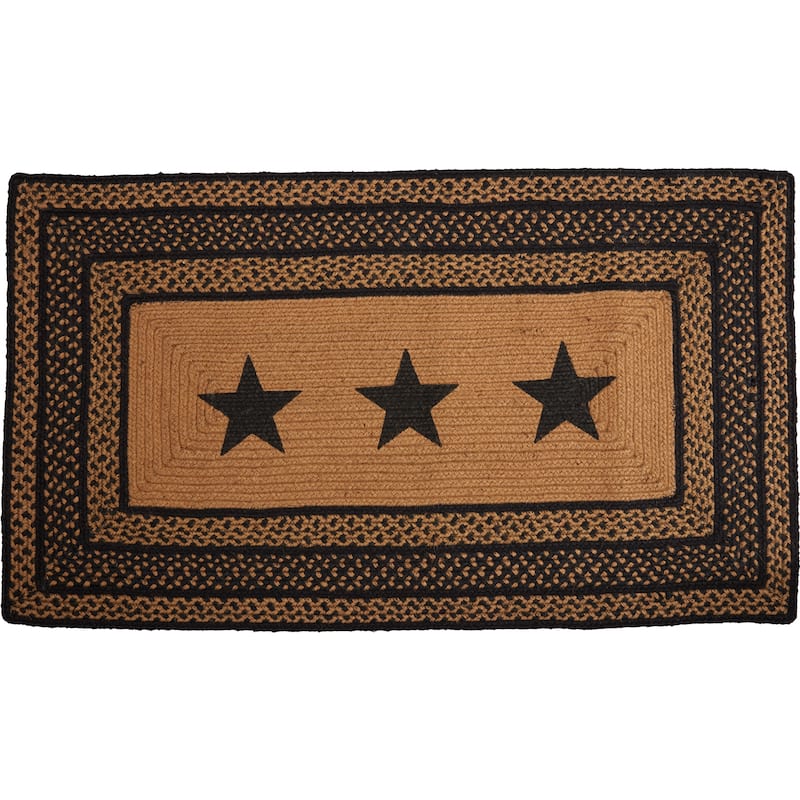 Farmhouse Jute Rug Rect Stencil Stars w/ Pad 27x48 - 27" x 48" Rectangle