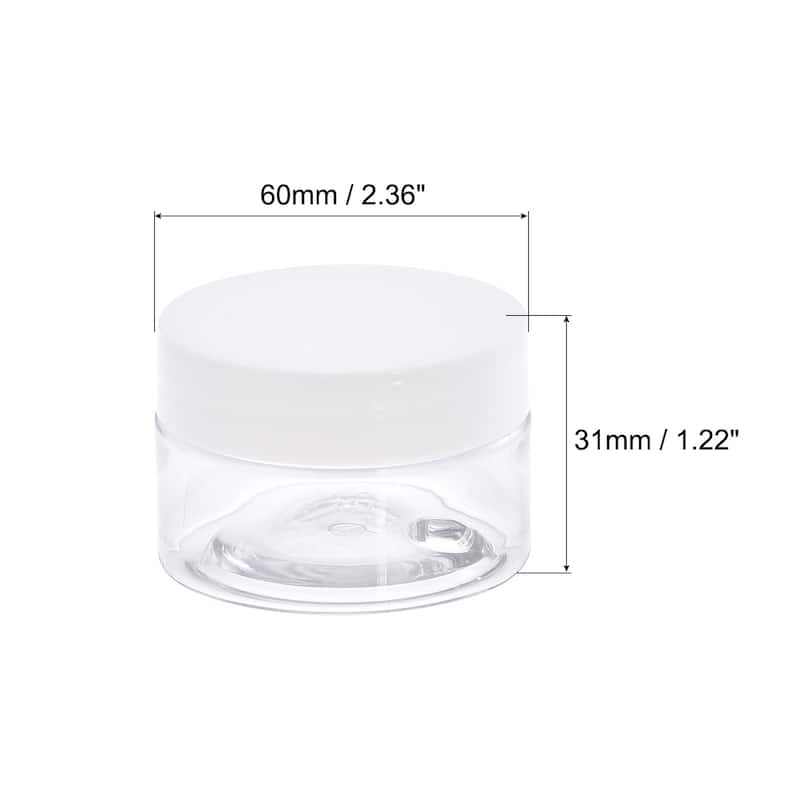 Round Plastic Jars with White Screw Top Lid, 12Pcs
