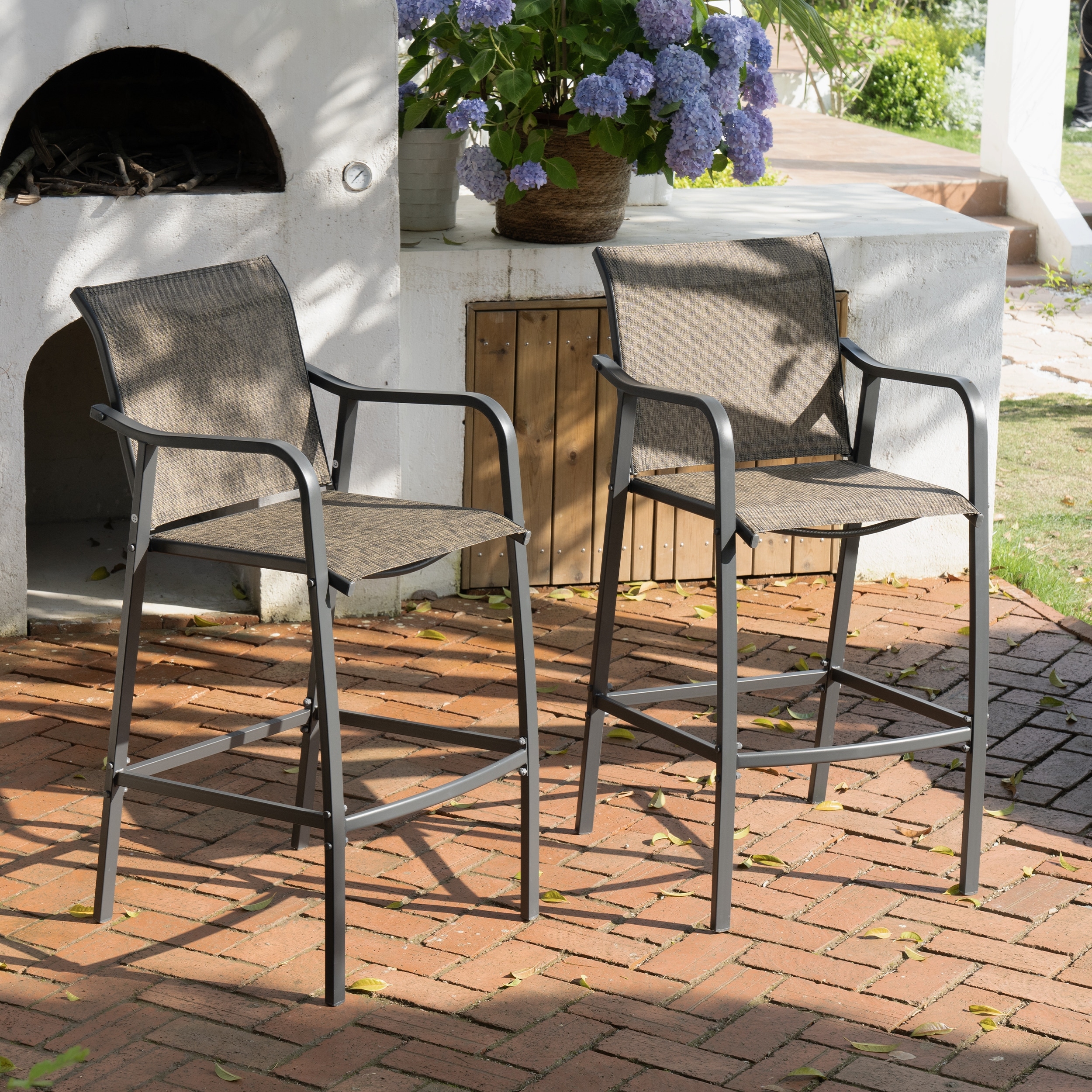 Pellebant Outdoor Bar Height Barstools Patio Bar Stools Chairs