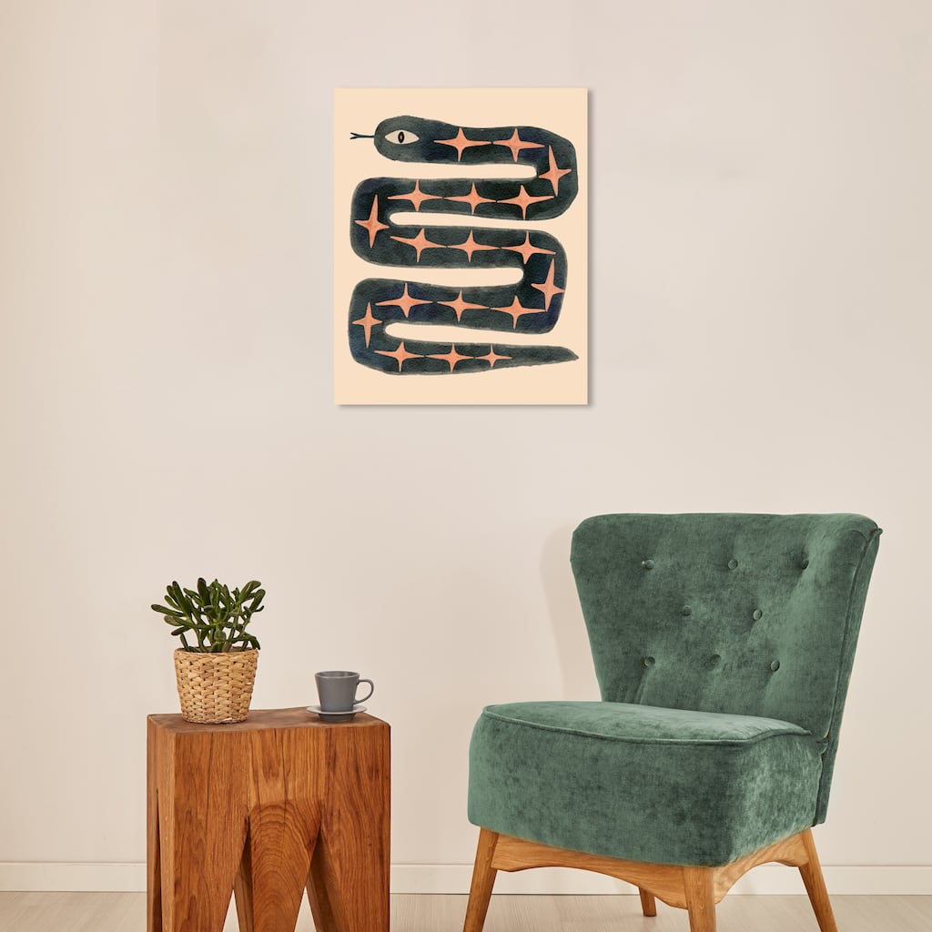 Wynwood Studio Canvas Animals Serpentine Stars Orange and Pastel Orange Bohemian & Eclectic Wall Art Canvas Print