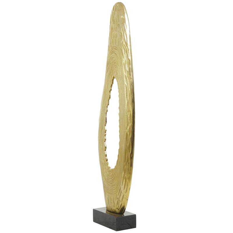 Aluminum Metal Abstract Teardrop Decorative Sculpture with Black Base - Black or Gold - Roche River Decor