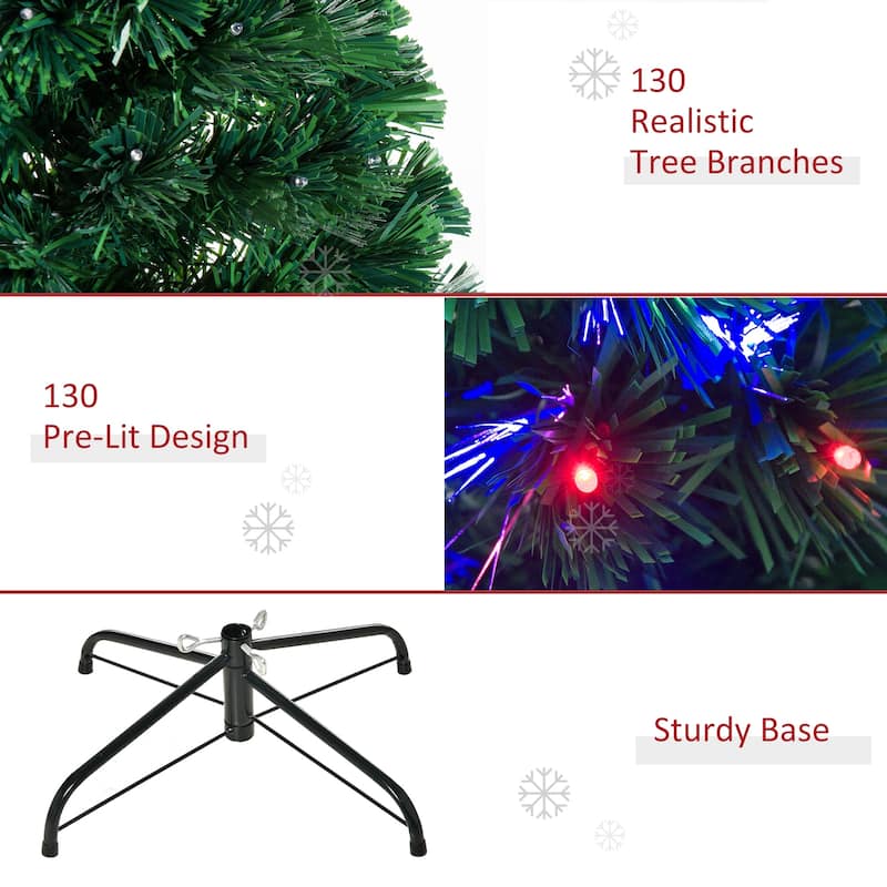 HOMCOM 4 ft. Artificial Small Prelit Christmas Tree with Stand
