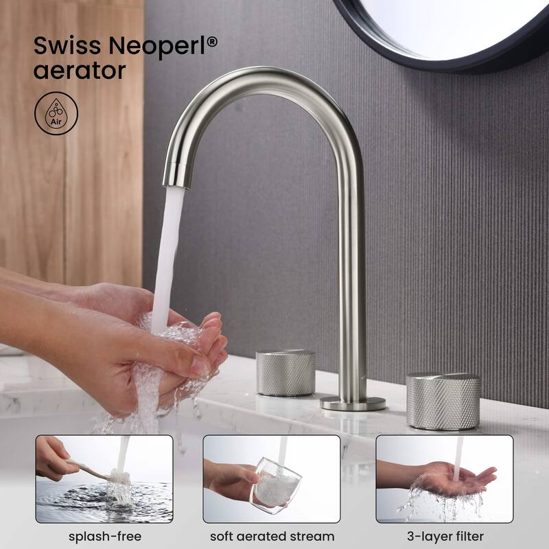 Circular X 8" Bathroom Sink Widespread Faucet with Drain Assembly