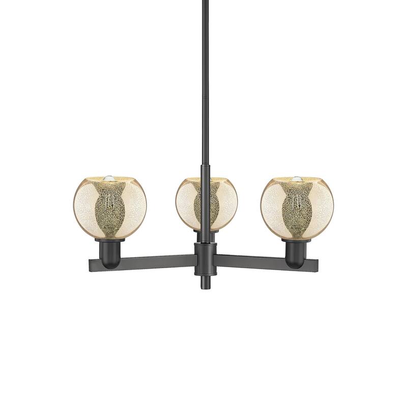 Innovations Lighting 716-3CR-10-28 Athens Chandelier Athens 3 Light - Matte Black / Mercury