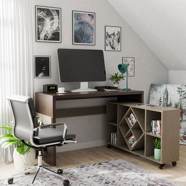 Samtredia Chestnut Brown 47-inch Wood Modular Computer Desk by Copper ...