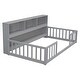 preview thumbnail 17 of 35, Floor Bed for Kids with Safety Guardrails & Bedside Bookcase, Wood Montessori Bed Frame with Shelves for Girls & Boys