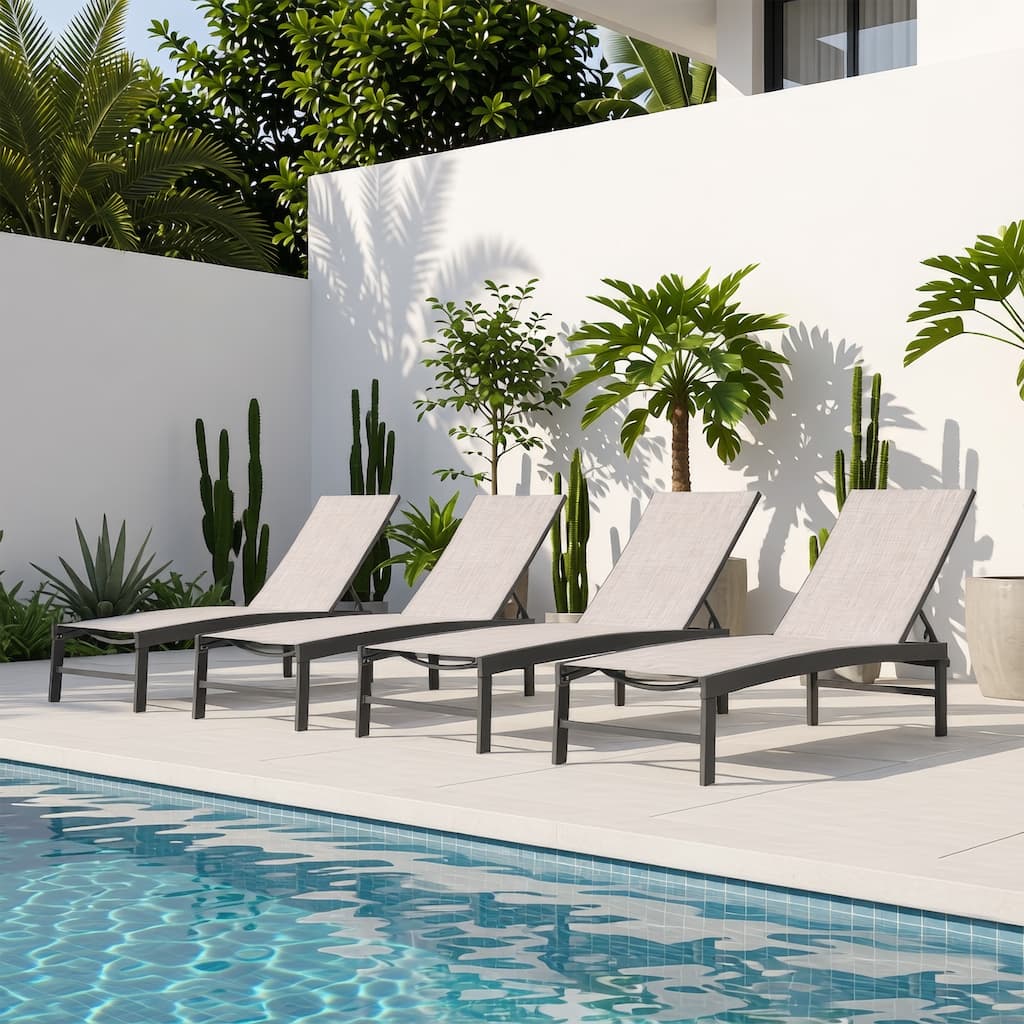 Crestlive Products Outdoor Patio Adjustable Chaise Lounge Chairs