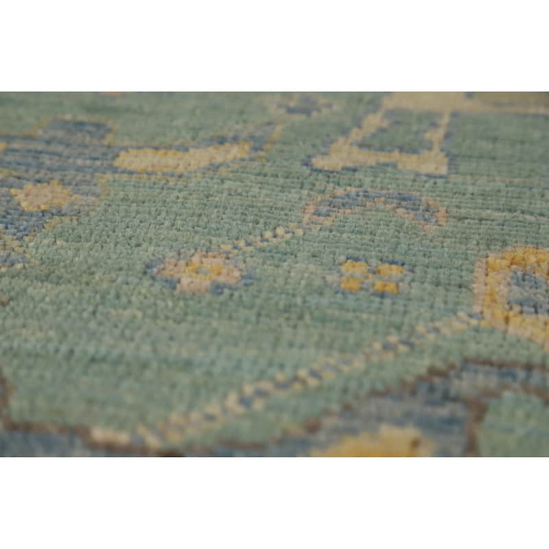 Hand Knotted Oriental 100% Wool Carpet Transitional Medallion Navy Blue & Blues Oushak Area Rug - 10' 2'' X 8' 4''