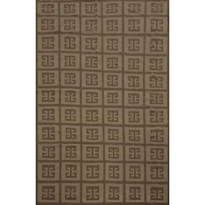 Hand Woven Oriental 100% Wool Carpet Southwestern Tribal Brown Kilim Area Rug - 12' 9'' X 9' 9''