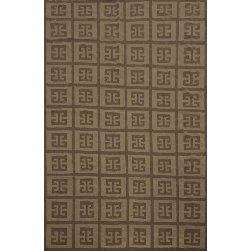 Hand Woven Oriental 100% Wool Carpet Southwestern Tribal Brown Kilim Area Rug - 12' 9'' X 9' 9''