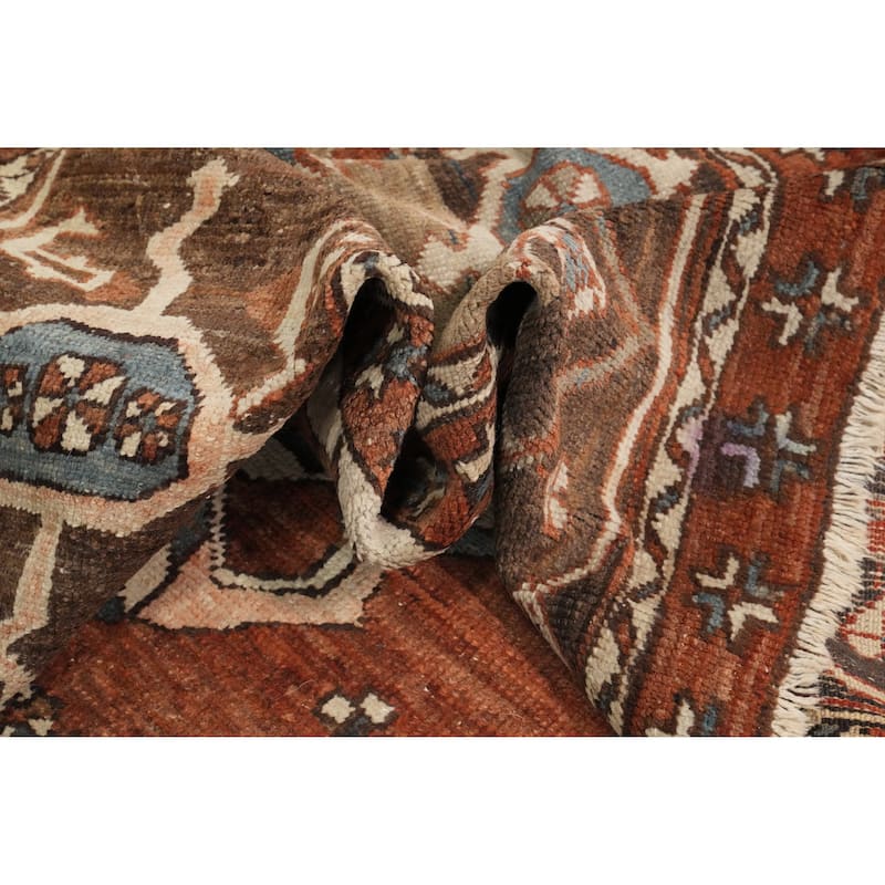 Hand Knotted Oriental 100% Wool Carpet Traditional Medallion Oranges & Rust Heriz (serapi) Area Rug - 13' 4'' X 9' 7''