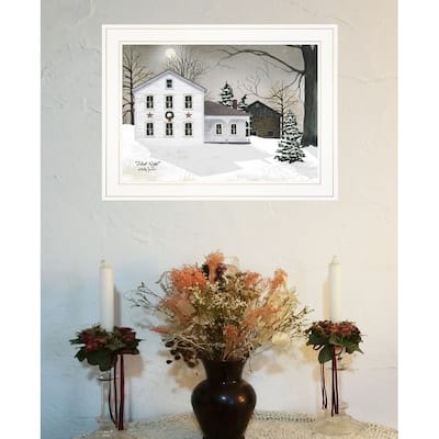 TrendyDecor4U Farmhouse "Silent Night" Framed Print Wall Art by Billy Jacobs - Holiday