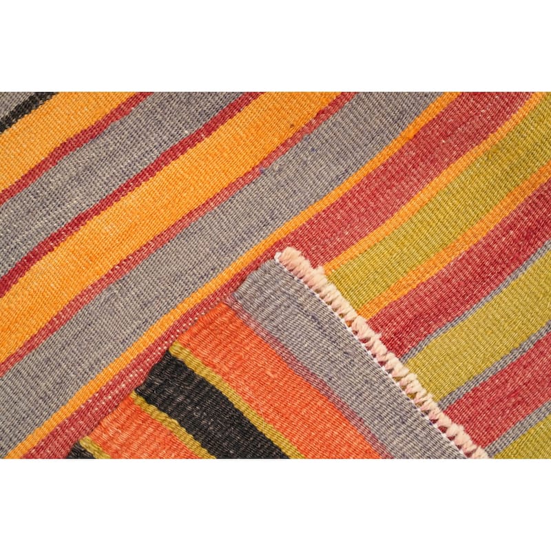 Hand Woven Oriental 100% Wool Carpet Southwestern Geometric Oranges & Rust Kilim Area Rug - 9' 10'' X 5' 4''