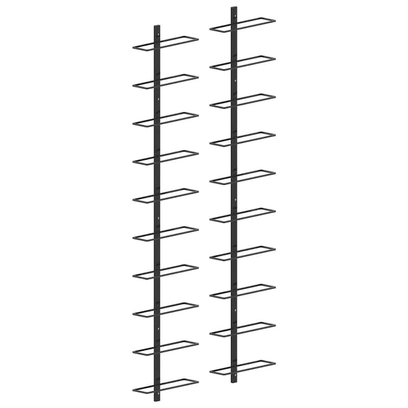 vidaXL Wall Wine Rack Wall Mounted Bottle Holder Storage Organizer for Pantry - 9.4" x 3.5" x 47.2" 20 bottles - Black