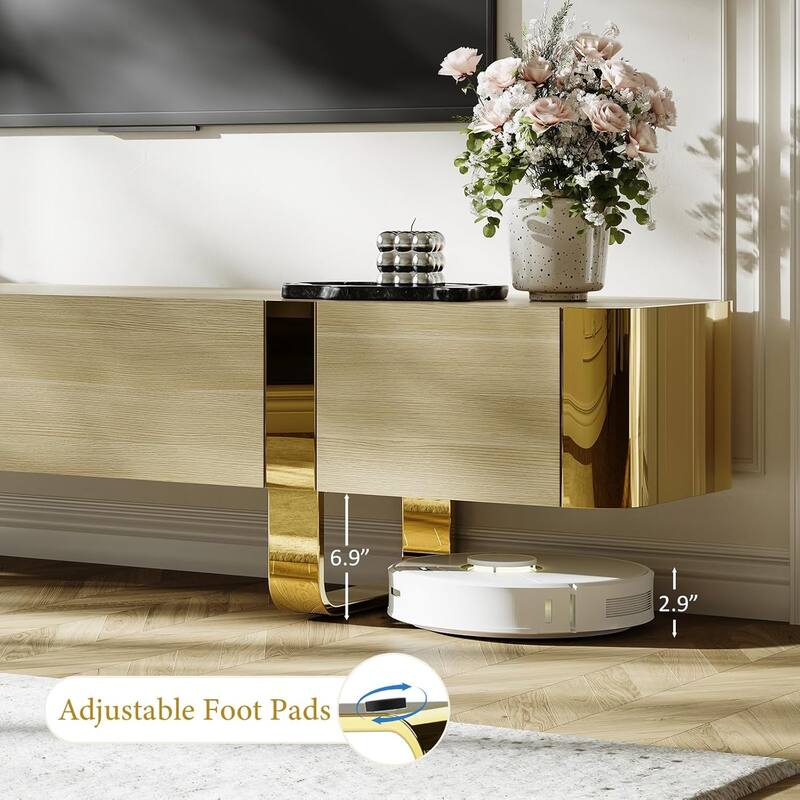 79 inch Wood TV Stand Partial Assembly Entertainment Center Modern Media Console with Drawers and Storage Cabinets