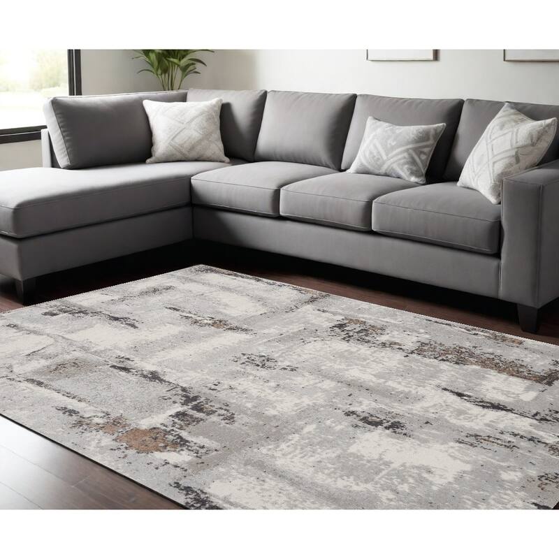 Hilic Power Loomed Abstract Modern Non Skid Low Pile Area Rug By HomeRoots - 144' X '108' X '0.25 - 144' X '108' X '0.25 - Black - Rectangle