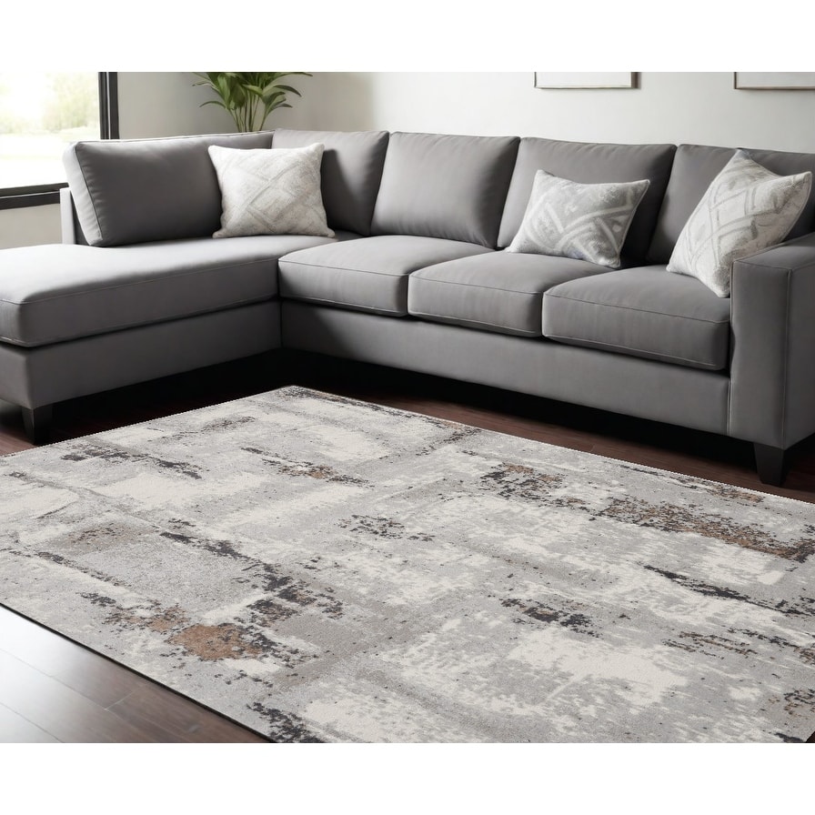 Hilic Power Loomed Abstract Modern Non Skid Low Pile Area Rug By HomeRoots - 144' X '108' X '0.25