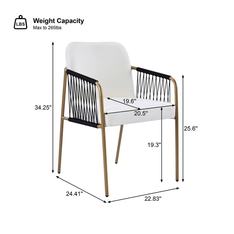 Christopher Knight Home - Modern Upholstered Metal Base Dining Chairs with Woven Armrests