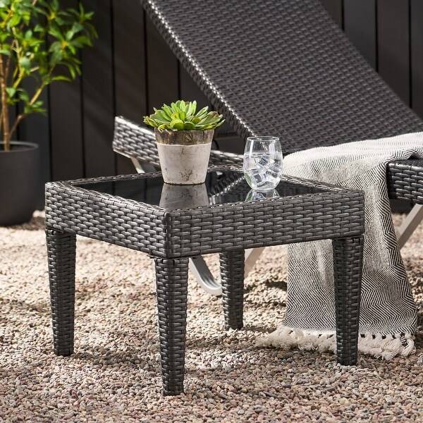 Outdoor Wicker Coffee Mini Table, Rattan Side Table - On