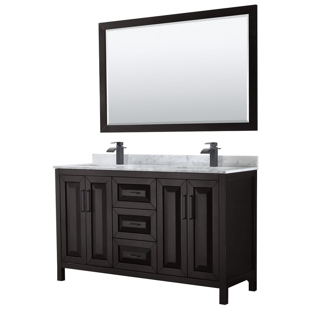 Daria 60-inch Double Vanity, Marble Top, 58-inch Mirror
