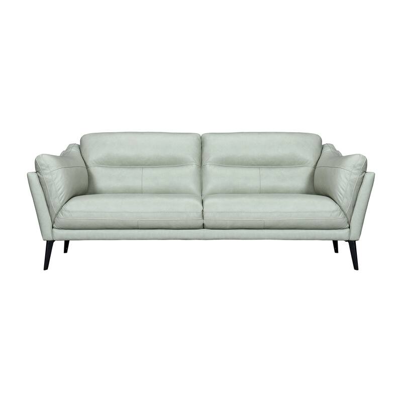 HomeRoots 87" Mint Green Leather Sofa With Black Legs