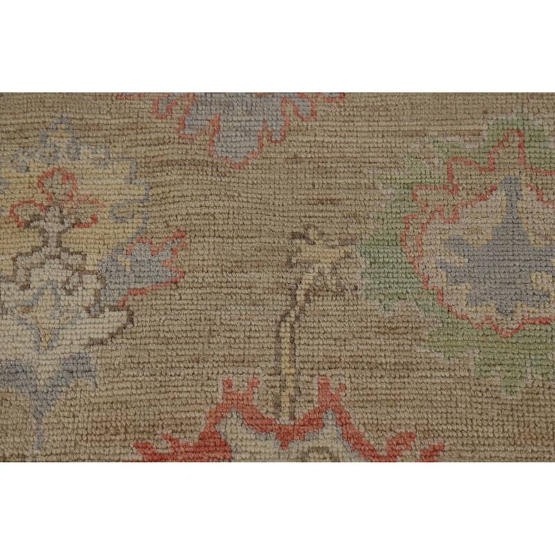 Hand Knotted Oriental 100% Wool Carpet Transitional All-Over Beige & Ivories Oushak Area Rug - 9' 0'' X 5' 10''