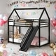 preview thumbnail 15 of 26, Twin over Twin House Bunk Bed with Convertible Ladder and Slide, White
